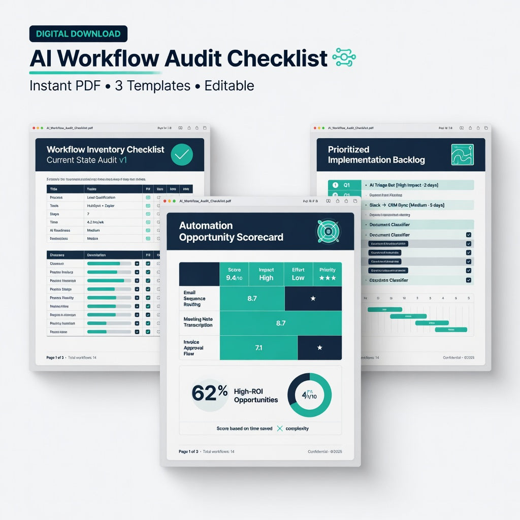 AI Workflow Audit Checklist worksheet pages preview