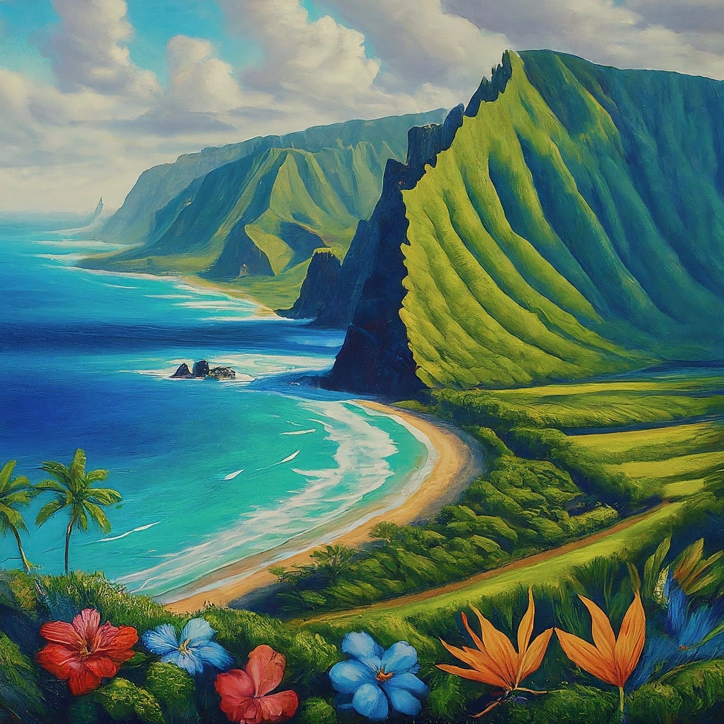 Hawaii - Hawaiian Islands - Pacific Ocean - Tropical Paradise - Digital Artwork