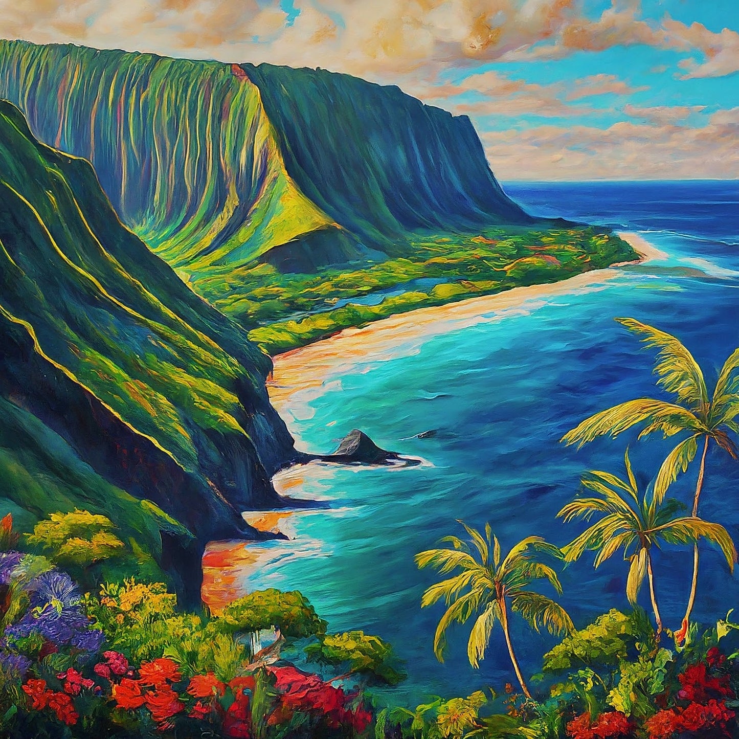 Hawaii - Hawaiian Islands - Pacific Ocean - Tropical Paradise - Digital Artwork