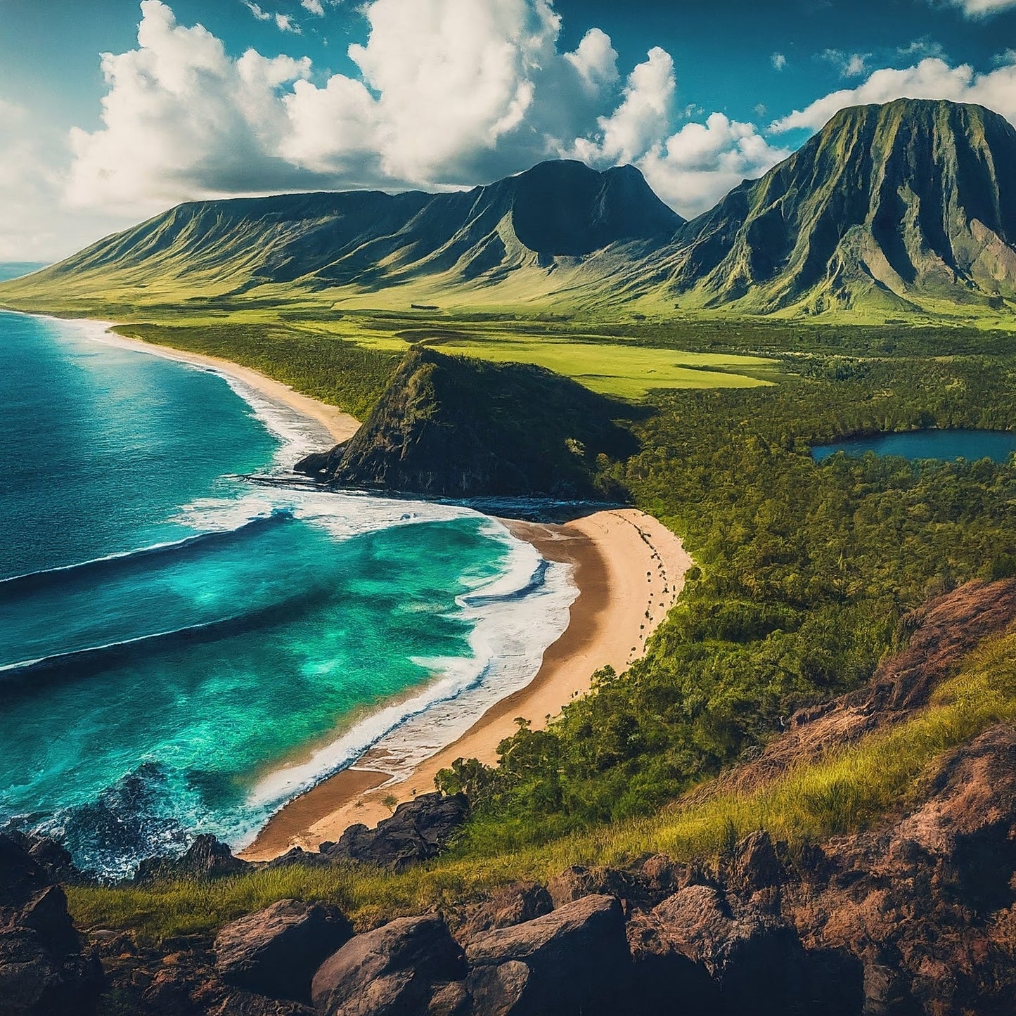 Hawaii - Maui - Hawaiian Islands - Pacific Ocean - Tropical Paradise - Digital Artwork