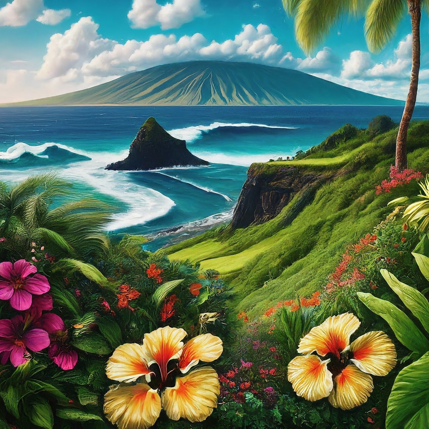 Hawaii - Maui - Hawaiian Islands - Pacific Ocean - Tropical Paradise - Digital Artwork