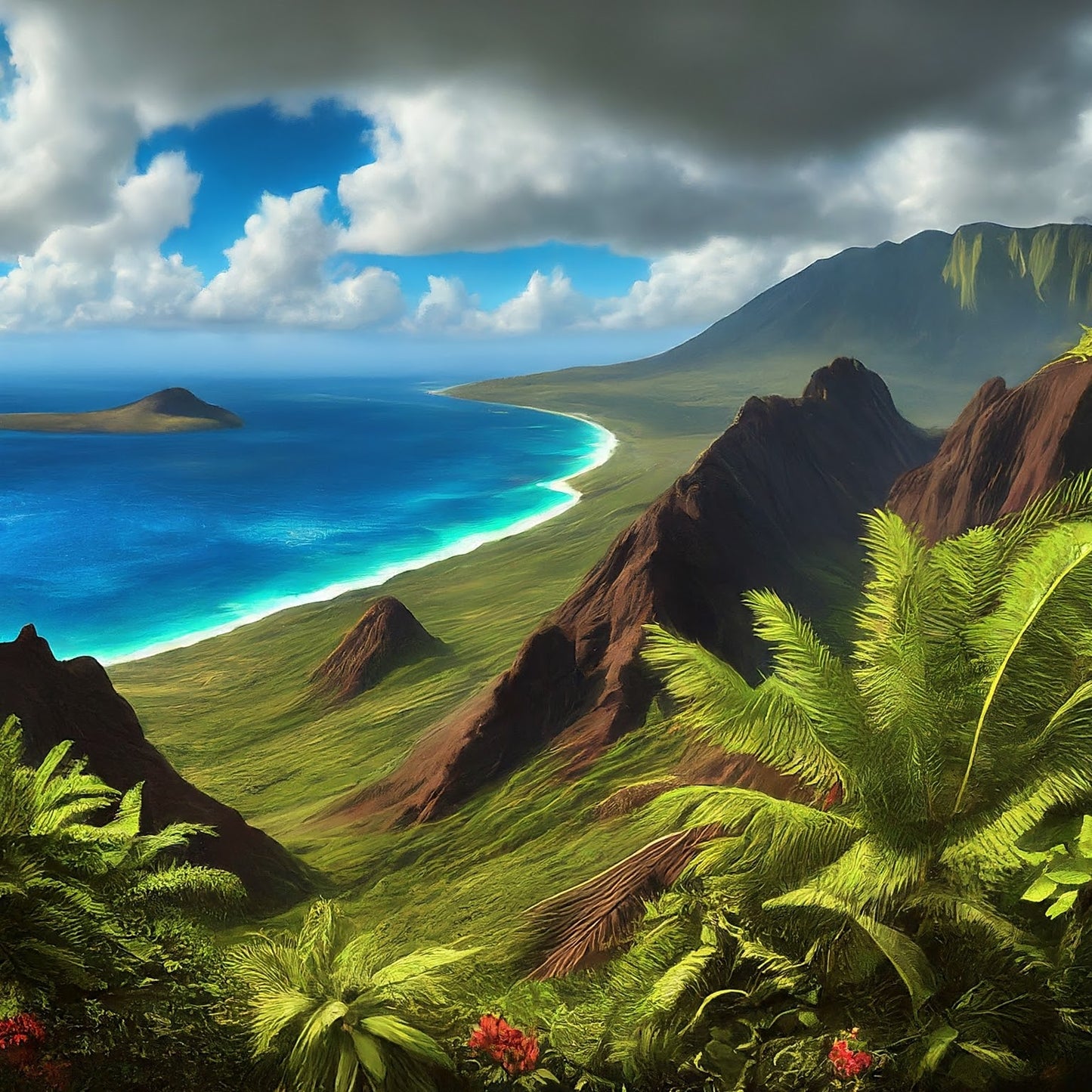 Hawaii - Maui - Hawaiian Islands - Pacific Ocean - Tropical Paradise - Digital Artwork