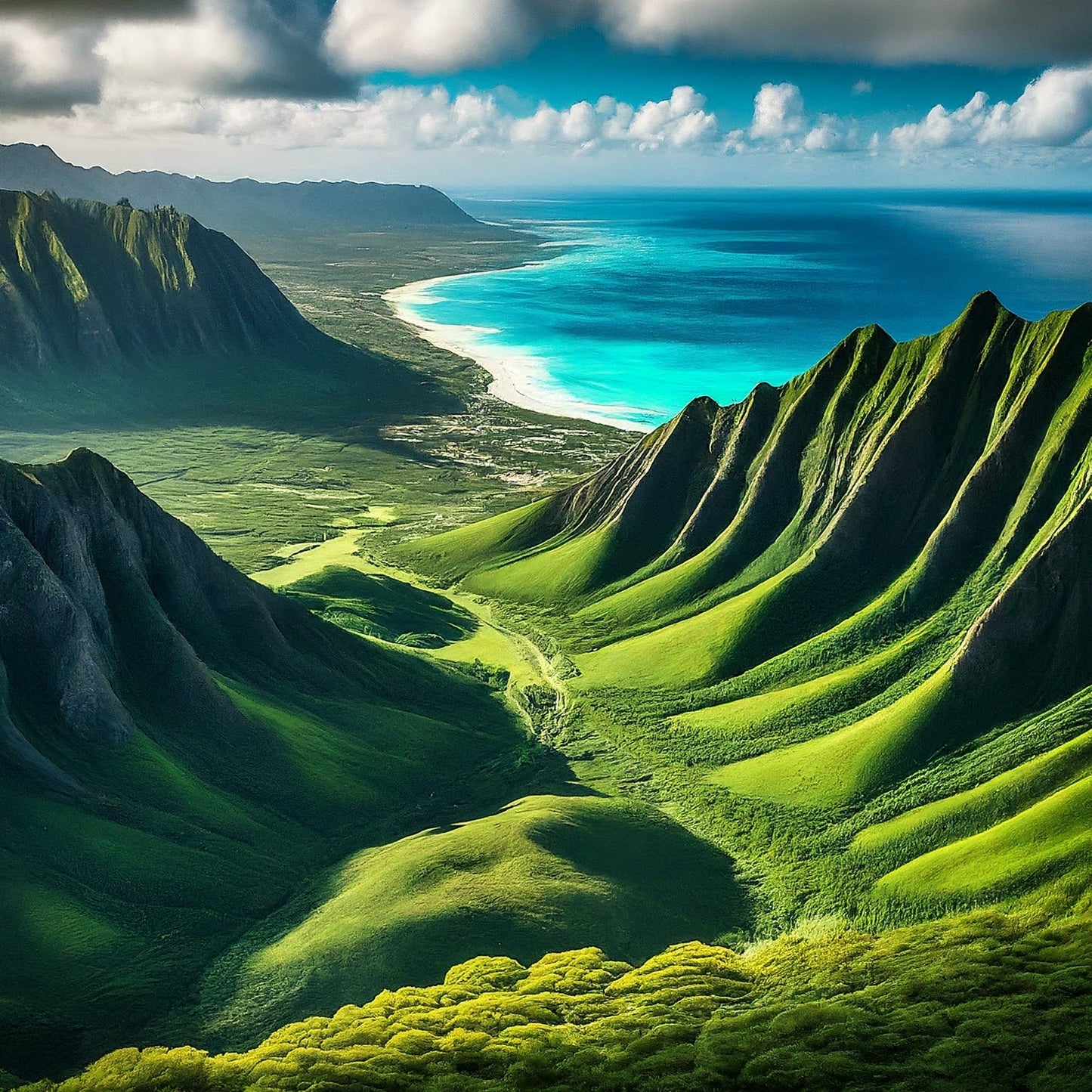 Hawaii - Oahu - Hawaiian Islands - Pacific Ocean - Tropical Paradise - Digital Artwork