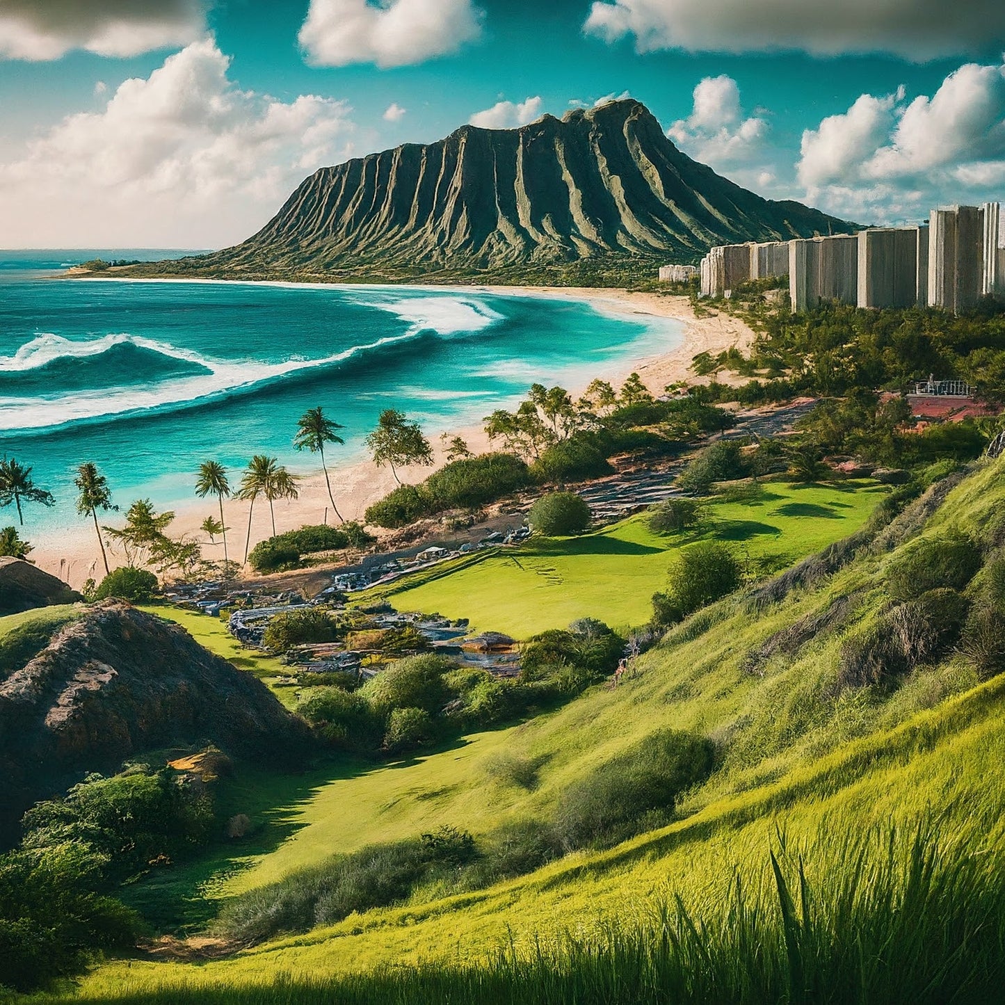 Hawaii - Oahu - Hawaiian Islands - Pacific Ocean - Tropical Paradise - Digital Artwork