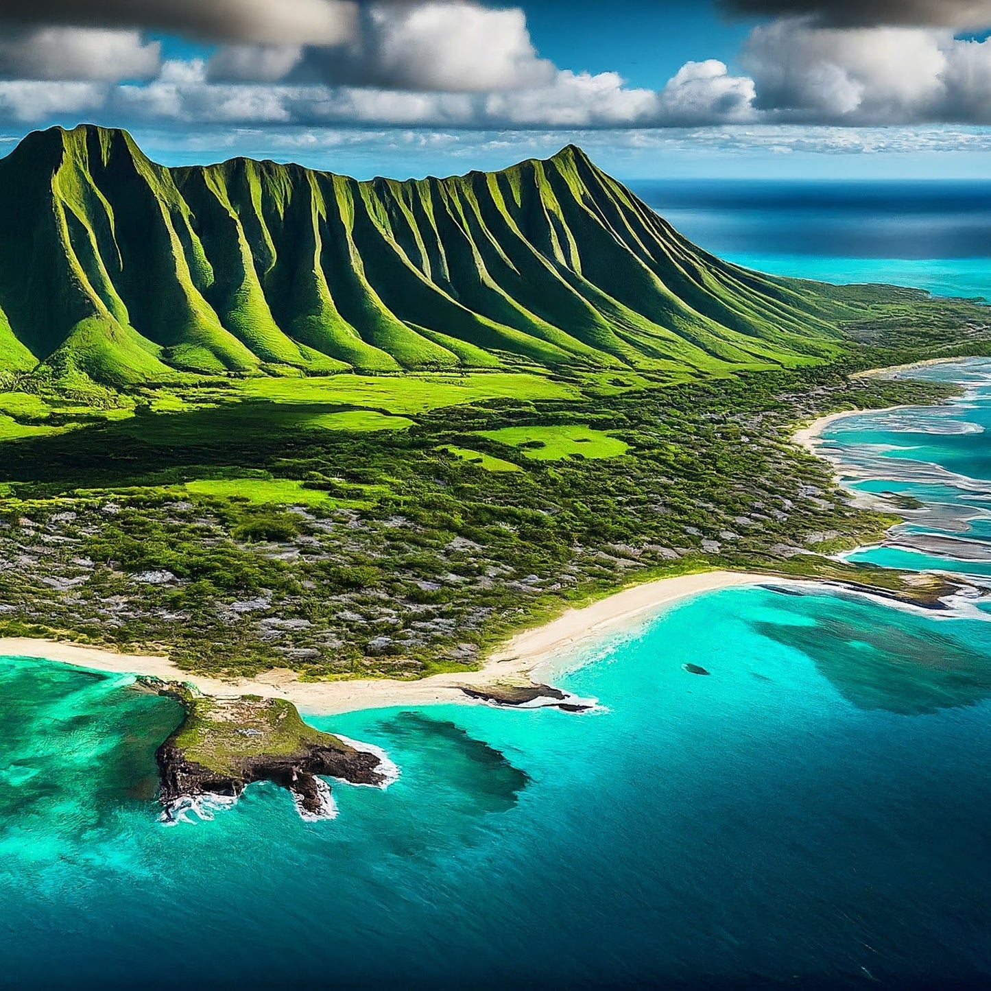 Hawaii - Oahu - Hawaiian Islands - Pacific Ocean - Tropical Paradise - Digital Artwork