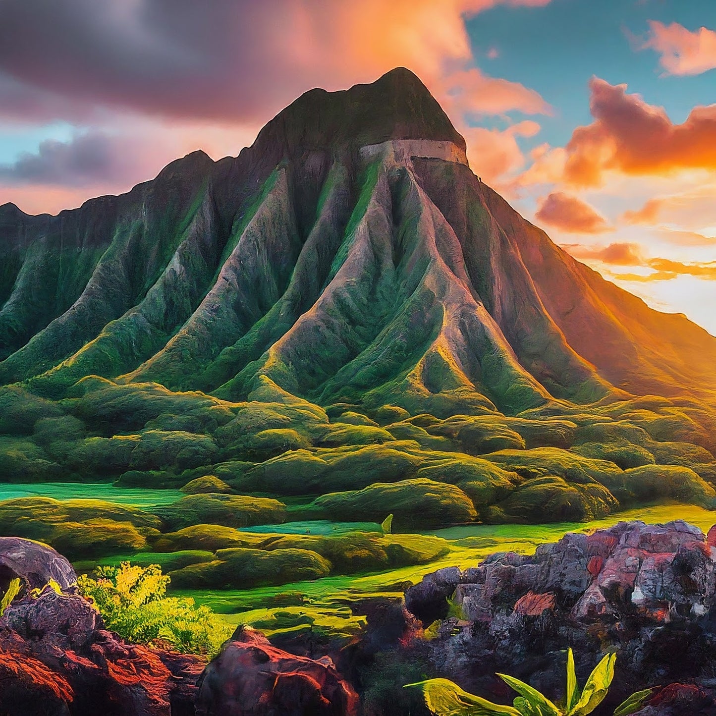 Hawaii - Oahu - Hawaiian Islands - Pacific Ocean - Tropical Paradise - Digital Artwork