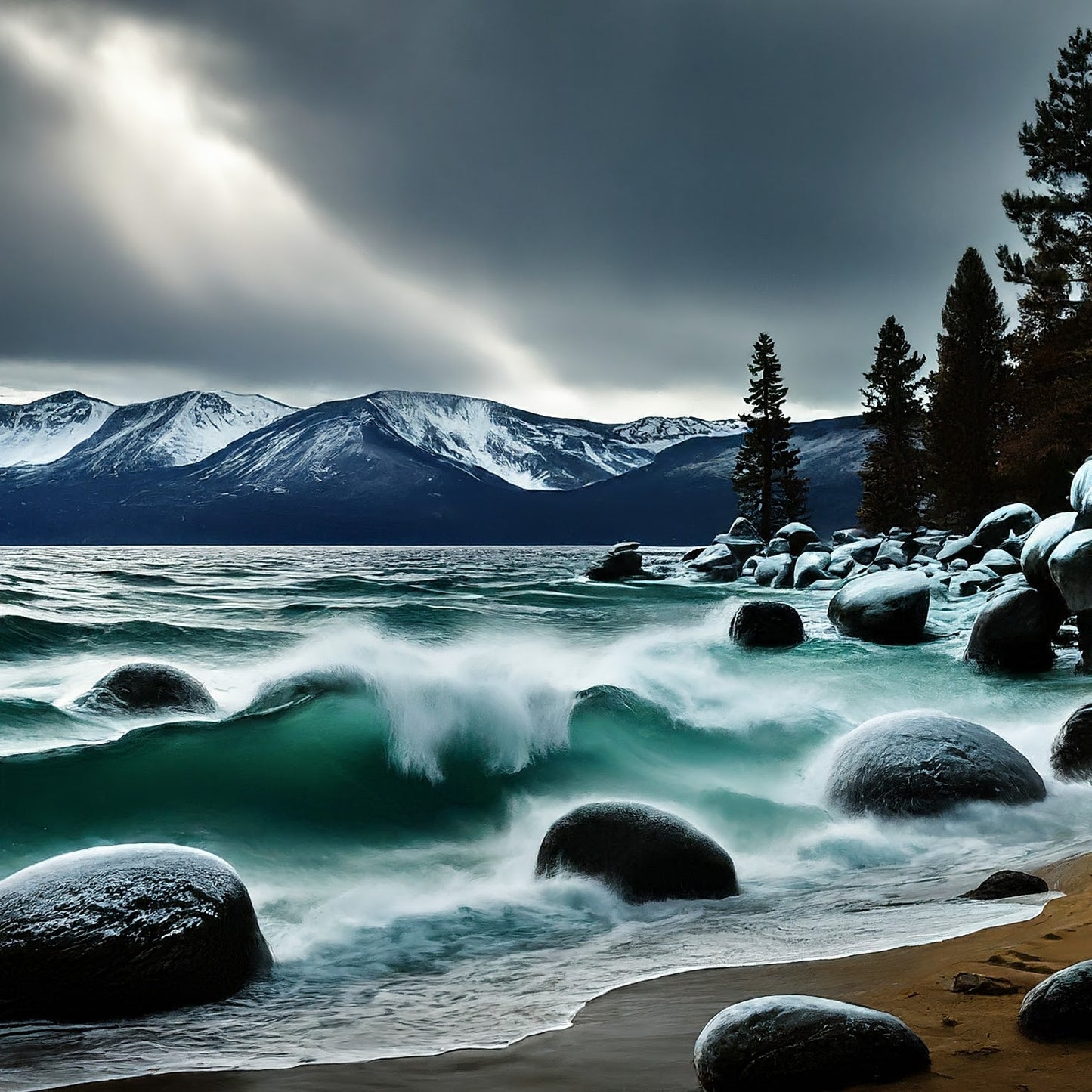 Lake Tahoe - Sierra Nevadas - California - Mountains - Nature - Digital Artwork