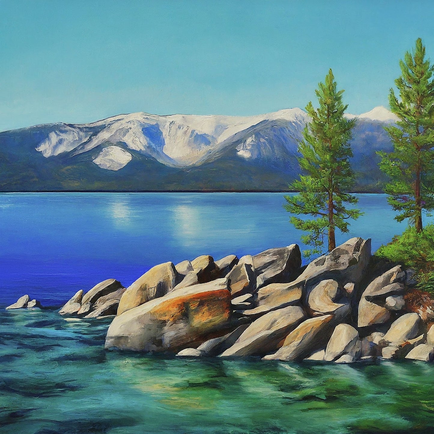 Lake Tahoe - Sierra Nevadas - California - Mountains - Nature - Digital Artwork