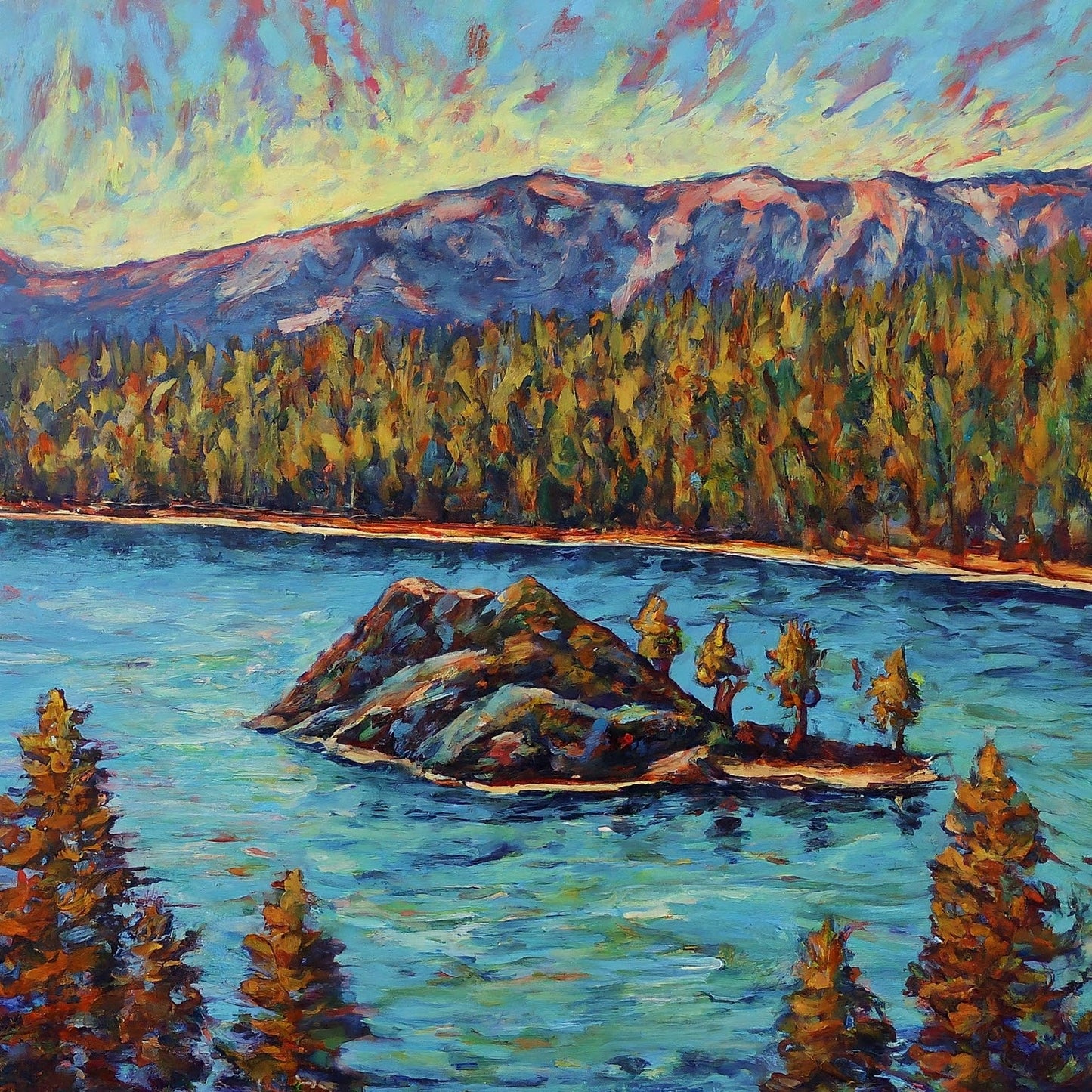 Lake Tahoe - Sierra Nevadas - California - Mountains - Nature - Digital Artwork