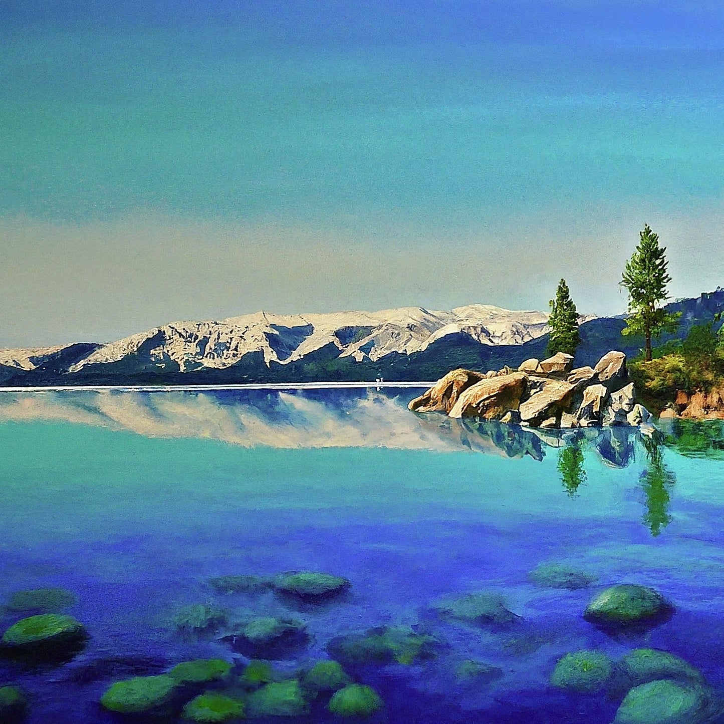 Lake Tahoe - Sierra Nevadas - California - Mountains - Nature - Digital Artwork