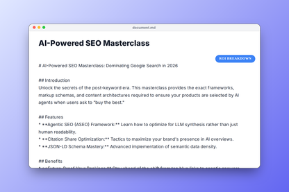 AI-Powered SEO Masterclass preview for building a repeatable content workflow