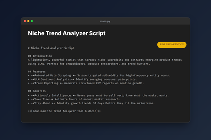 Niche Trend Analyzer AI-assisted market analysis preview